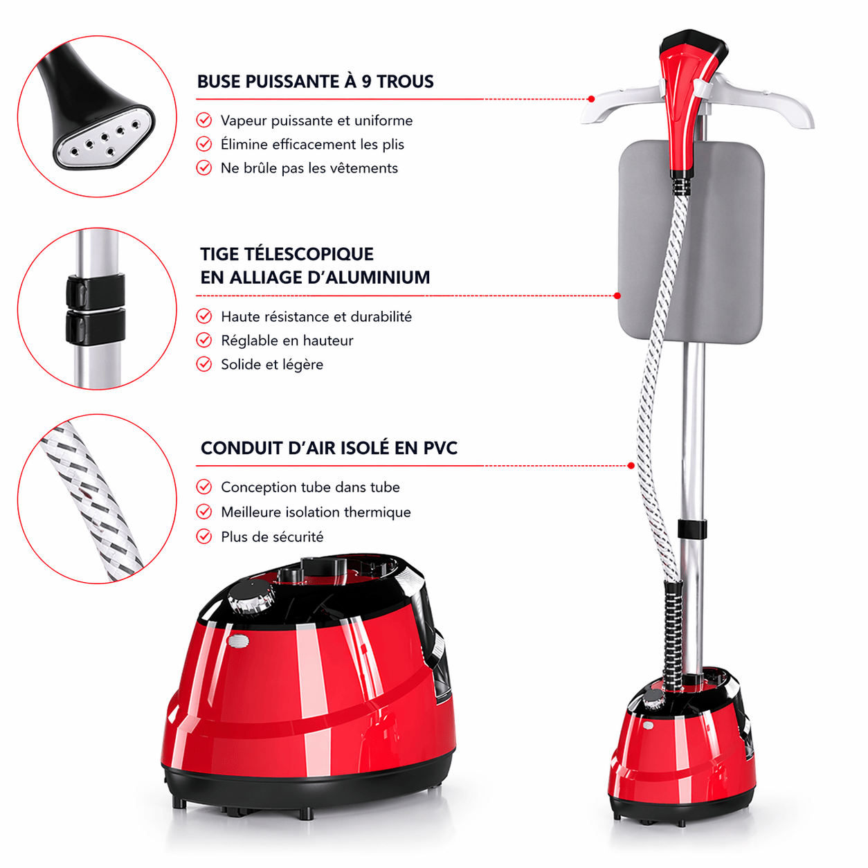 Défroisseur vapeur professionnel 2000W rapide et efficace